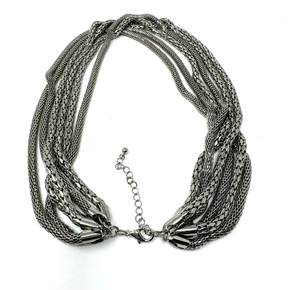Layered silver tone fashion necklace - Picture 9 of 11